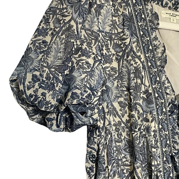 Max Studio London Antique Blue Floral Dress. Size L - Picture 4 of 9